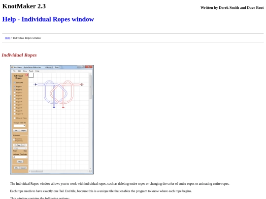 knotmaker/KnotMaker_Help/KnotMaker_Help_IndividualRopes screenshot