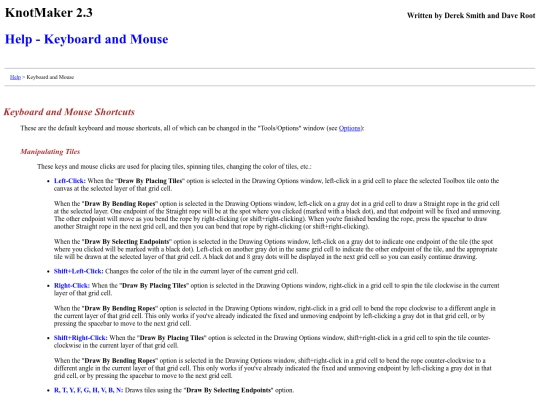 knotmaker/KnotMaker_Help/KnotMaker_Help_KeyboardAndMouse screenshot