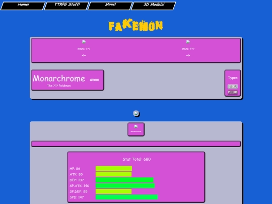pokemon/fakemon/dex/monarchrome screenshot