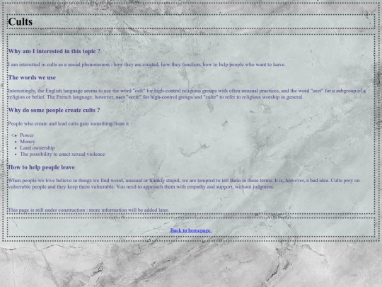 interest/cults screenshot