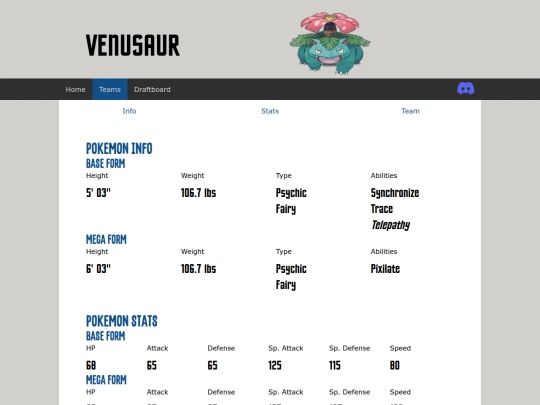 draft/pokemon/venusaur screenshot