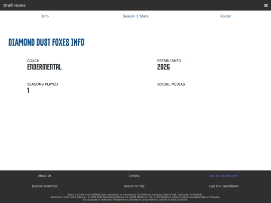 draft/teams/diamond-dust-foxes screenshot