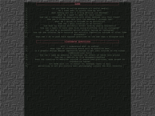 questions screenshot