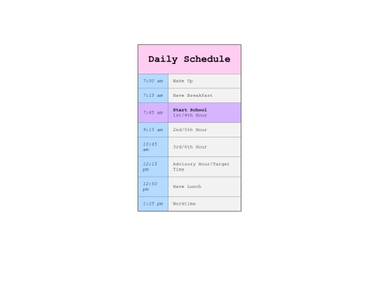 shedule screenshot