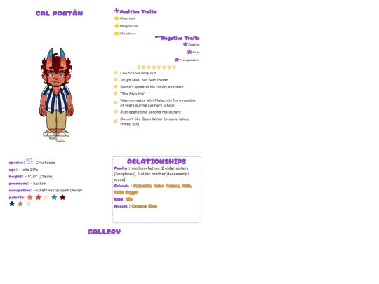 charaprofile/Cal screenshot