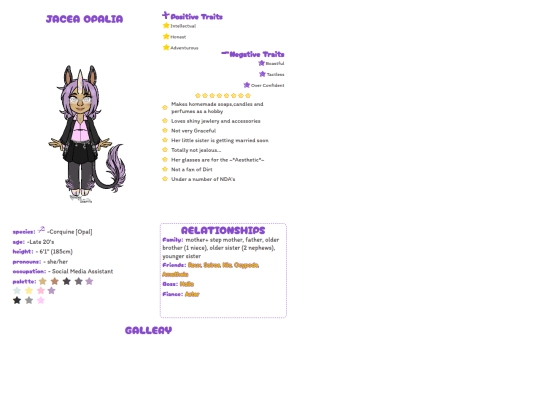charaprofile/Jacea screenshot