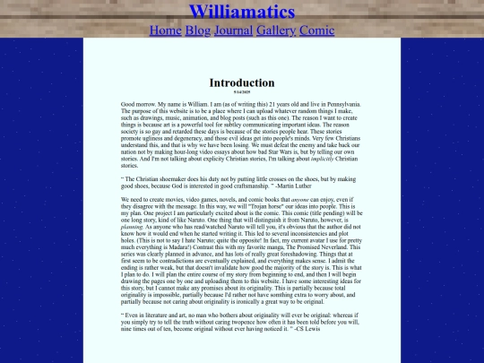 Blog/Introduction screenshot