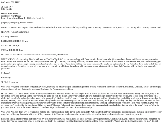 1947-05-31 Can You Top This 470531 Subjec-Employers screenshot