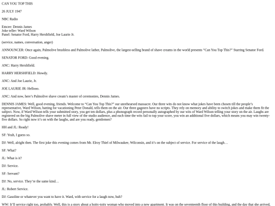 1947-07-26 Can You Top This 47-07-26 (x) First Topic - Service screenshot