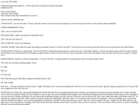 Can You Top This xx-xx-xx (x) First Topic - Quarrel screenshot