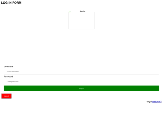 log in screenshot