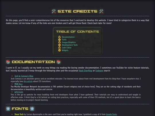 html/site_credits screenshot