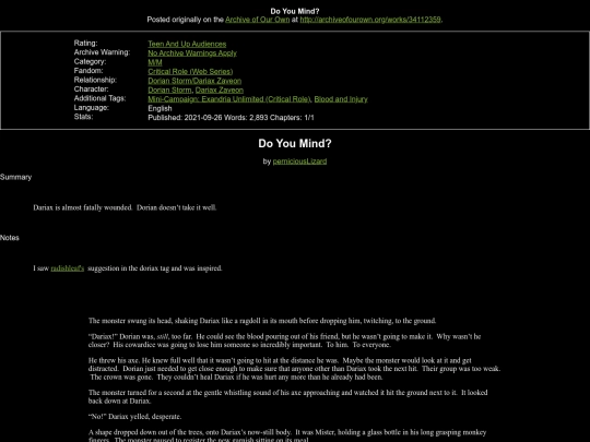 fanfics/Critical Role/Do You Mind screenshot