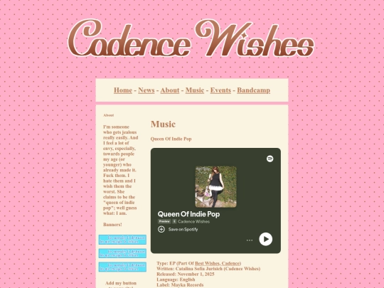 music/11bestwishescadence/queenofindiepop screenshot