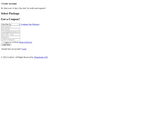 signup screenshot