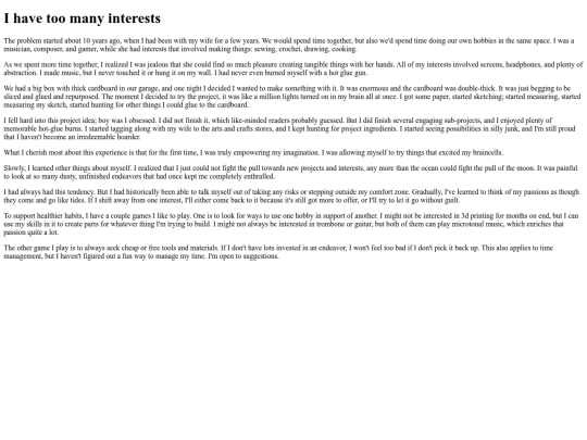 interests screenshot