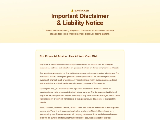 MagTicker/disclaimer screenshot