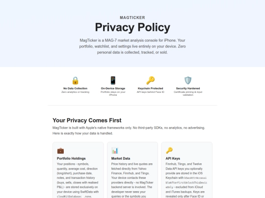 MagTicker/privacy screenshot