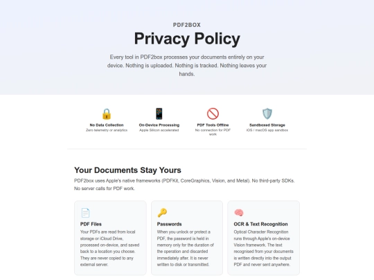 PDF2box/privacy screenshot