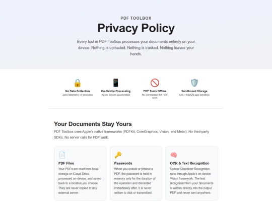 PDFToolBox/privacy screenshot