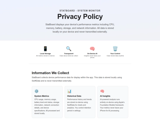 StatBoard/privacy screenshot