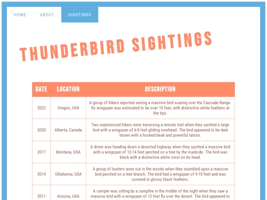 sightings screenshot