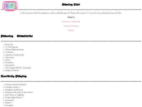 Gaming_List screenshot