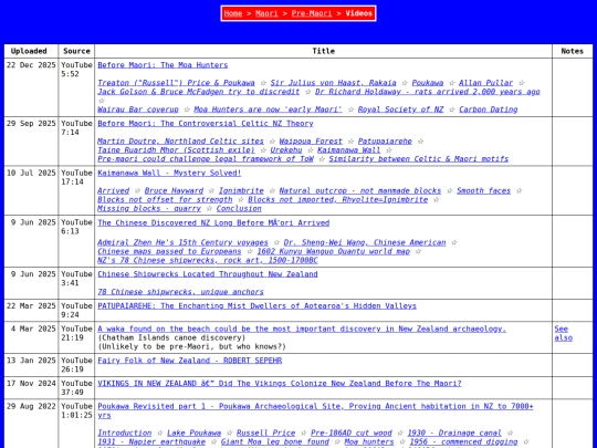 Maori/Pre-Maori/Videos screenshot