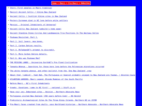 Maori/Pre-Maori/Websites screenshot