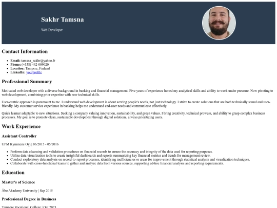 HTML CV  screenshot
