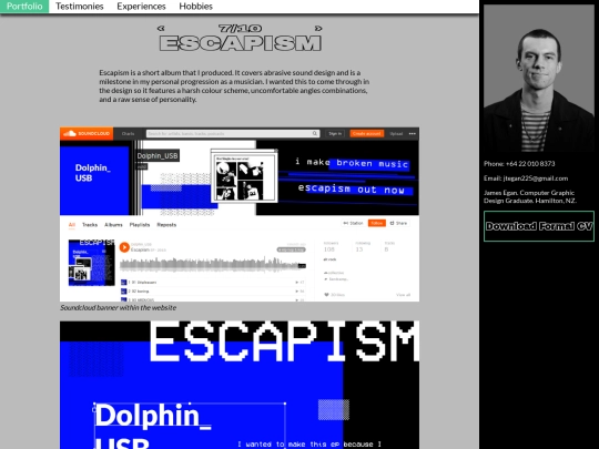 portfolio/escapism screenshot