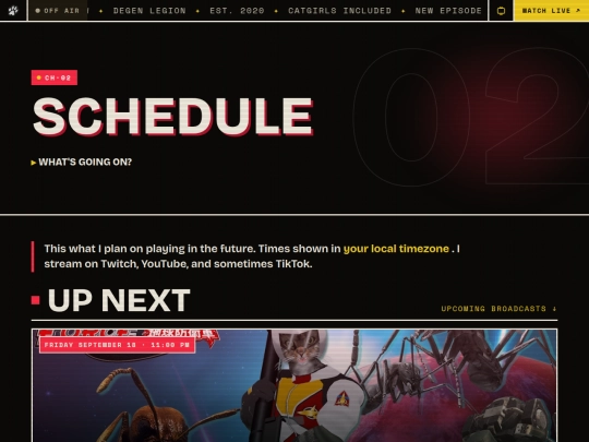 schedule screenshot