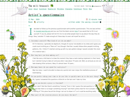 artists-questionnaire screenshot