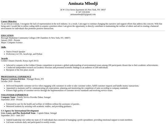 resume screenshot