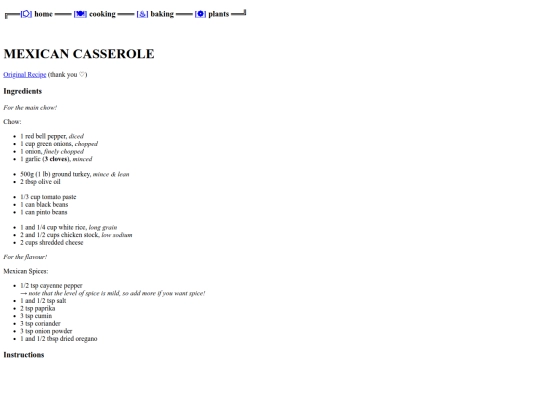 Cooking/Mexican Casserole/mchomepage screenshot