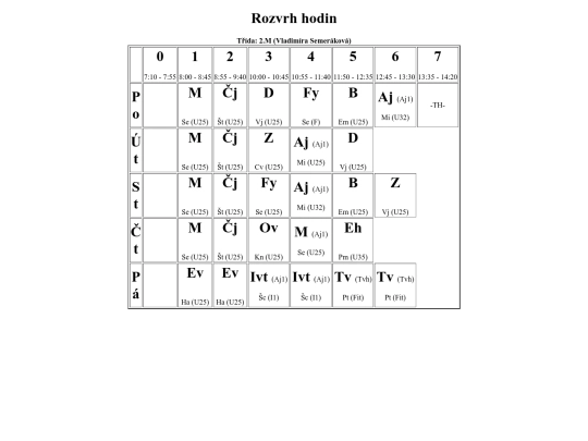 rozvrh screenshot