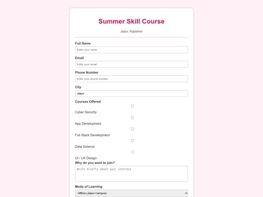 HTML FORMS screenshot