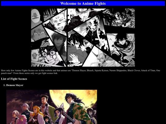 First website/Anime Fight Scenes screenshot