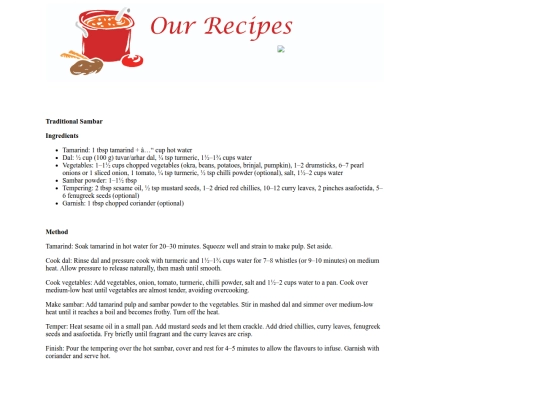 Traditional Sambar screenshot