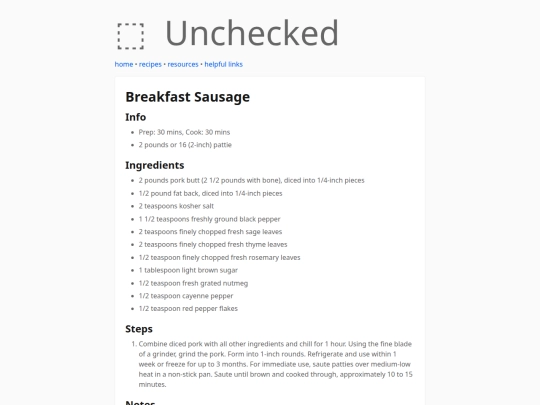 recipes/breakfast-sausage screenshot