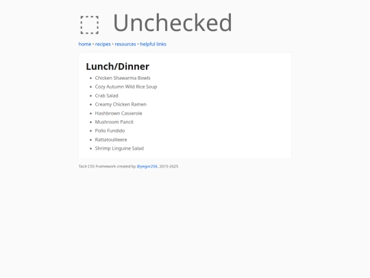 recipes/lunchdinner screenshot