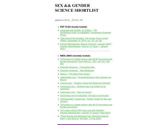 Gender-science-shortlist screenshot