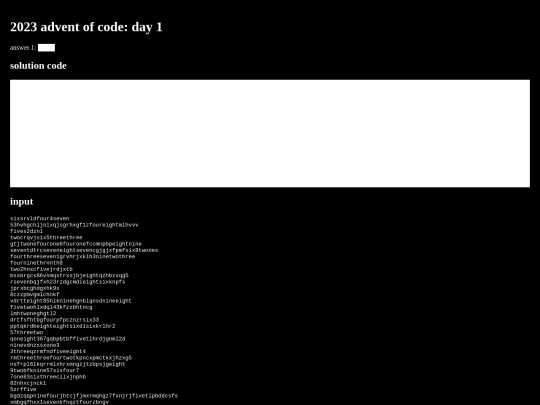 2023-12-01-adventofcode screenshot