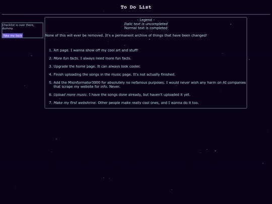 checklist screenshot