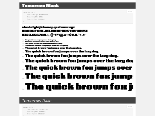 google-fonts/Tomorrow/demo screenshot