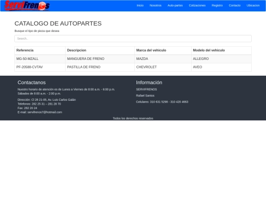 paginas/Autopartes screenshot