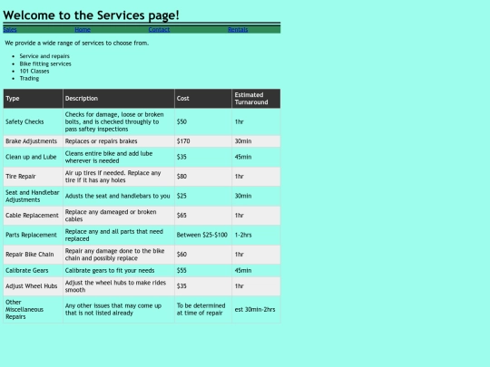 services screenshot