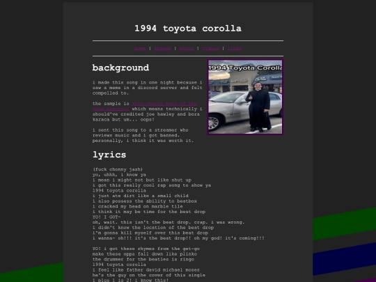 songs/1994toyotacorolla screenshot