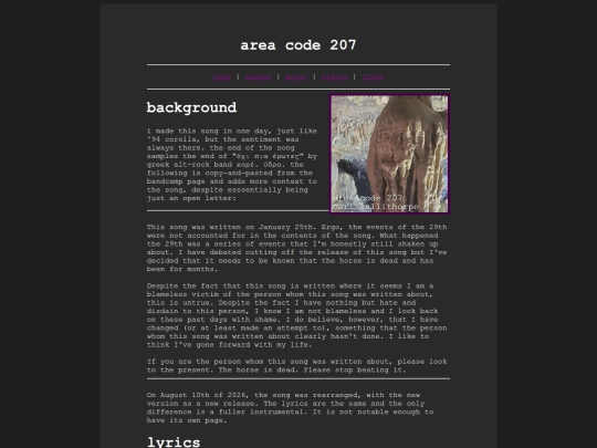 songs/areacode207 screenshot