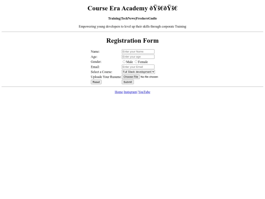 Course website/Register screenshot